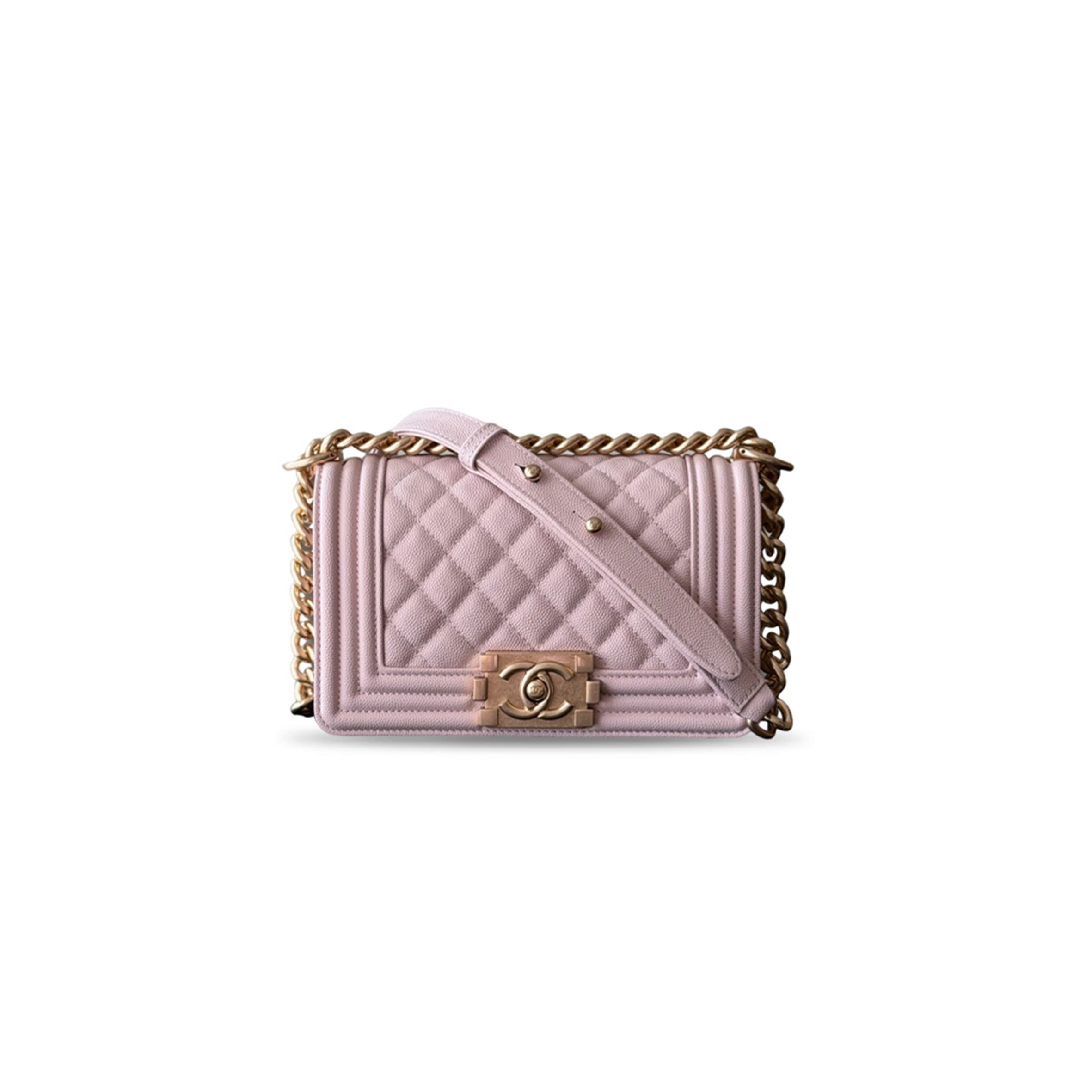 CHANEL MASTER SMALL BOY HANDBAG CAVIAR CALFSKIN FINISH METAL (20.5*12*8.5cm)